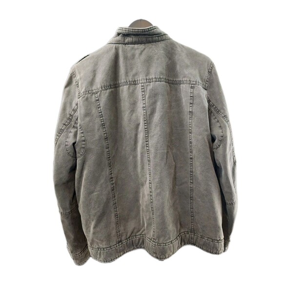 Levis Mens M Washed Cotton Military Jacket Olive Green Sherpa Lined Full Zip - Picture 2 of 14